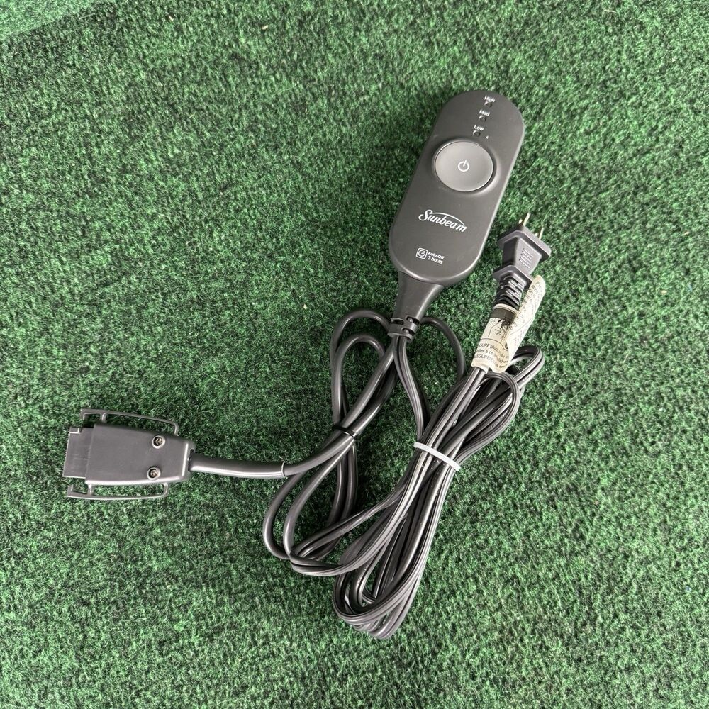 Sunbeam AA85 3-Prong Electric Heated Throw Blanket OEM Controller Power Cord B